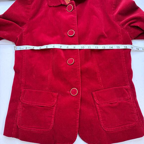 Talbots Corduroy Blazer Jacket Women's 2 Red Office Career Boho Colorful Indie - Picture 6 of 9